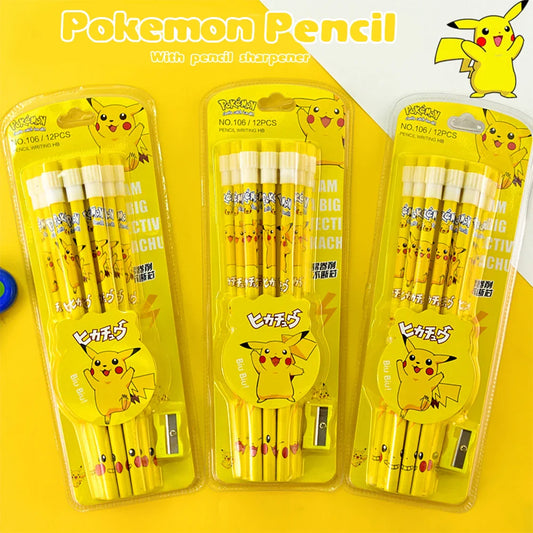 12pcs Pokémon Pikachu Cartoon Pencil Set