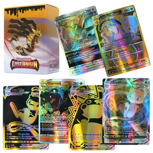 100Pcs Portuguese Holographic Pokémon Cards