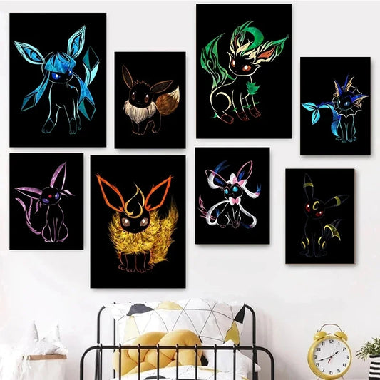 Abstract Pokémon Eeveelutions Canvas Poster