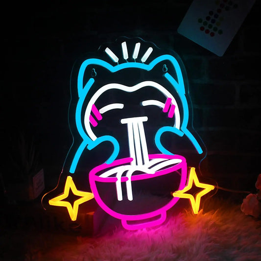 Cute Bear Pokémon Ramen Neon Light