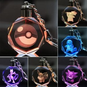 Pikachu Crystal LED Keychain