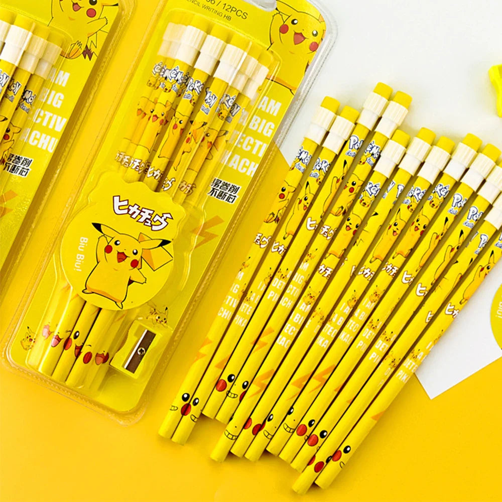 12pcs Pokémon Pikachu Cartoon Pencil Set